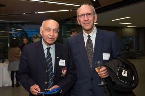 From left to right: Dr. Mahesh Sharma (DipEng'68, MEng'72, DipMgmt'74, MBA’76) and Dr Stanley Shapiro, Former Dean of Faculty of Management, 1973-1979)