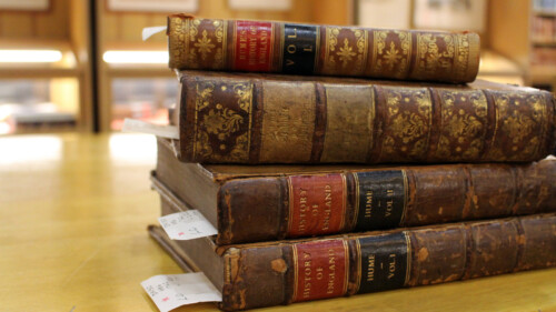 4 Volumes from the David Hume Collection on a table